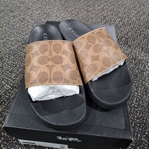 Coach Mens Canvas Pool Slide